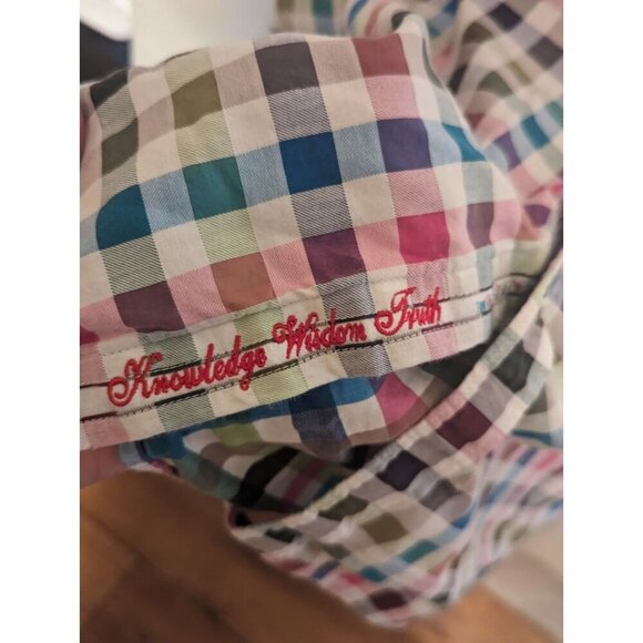 Mens Shirt Long Sleeve Flip Cuff Squares Robert Graham Button Down Shirt Size L - Picture 6 of 15